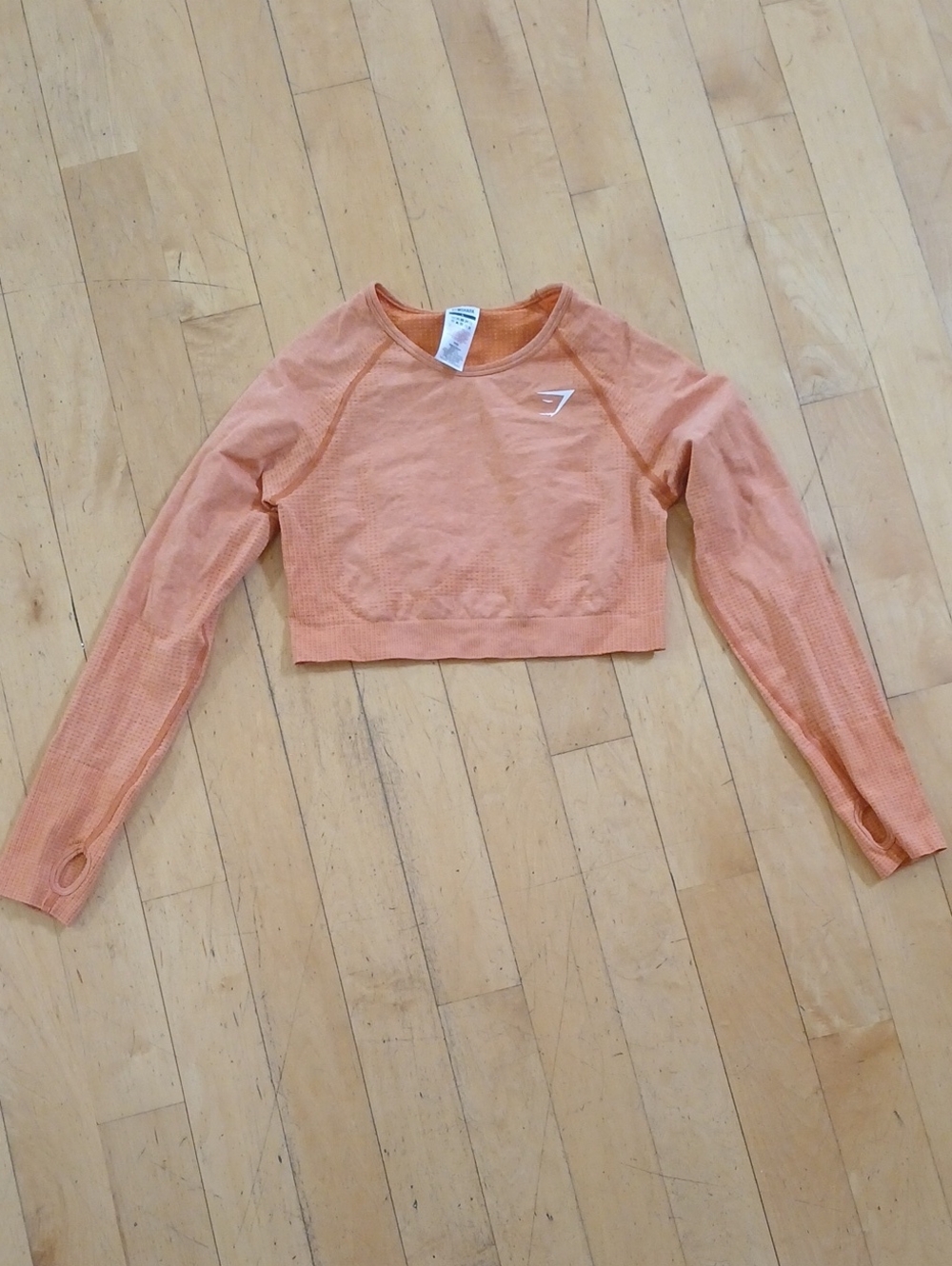 Gymshark Coral Orange Seamless Long Sleeve Crop Top